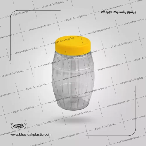 عکس و تصویر ظرف بانکه یا قوطی جار پلاستیکی پت 700 سی سی بشکه ای ترشی 1 یک کیلویی با درب