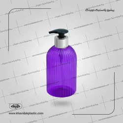 بطری جامایع ۵۰۰ سی سی رنگی طرح شِل دهانه شوینده خویدک + پمپ غلیظ پاش کروم نقره ای اصلی