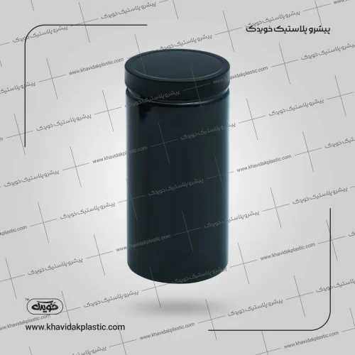 جار 1000 سی سی گرد استوانه ای ساده مشکی مات دهانه 88 میلی متر 48 گرم (سنگین) خویدک