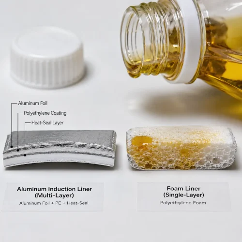مقطع عرضی لینر آلومینیومی چندلایه و لینر فومی متخلخل در تماس با روغن