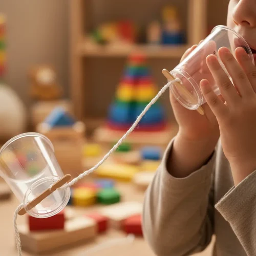ساخت تلفن نخ و لیوان برای کودکان با دو لیوان پلاستیکی و یک نخ